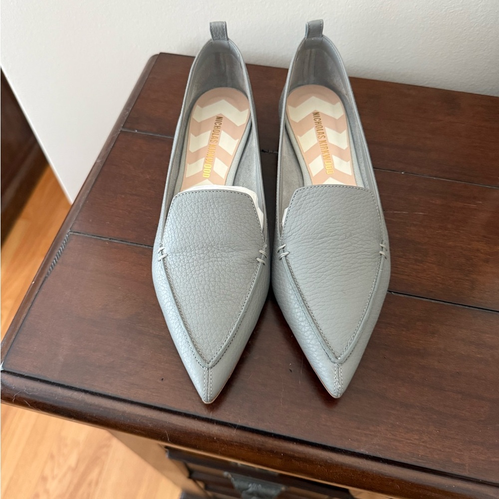 Nicholas Kirkwood Gray Leather Flats
